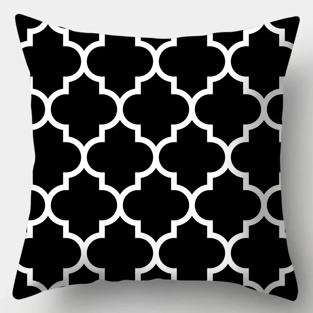 Simple black and white series printed pattern cushion cover for home living room sofa decoration pillowcase 45X45cm