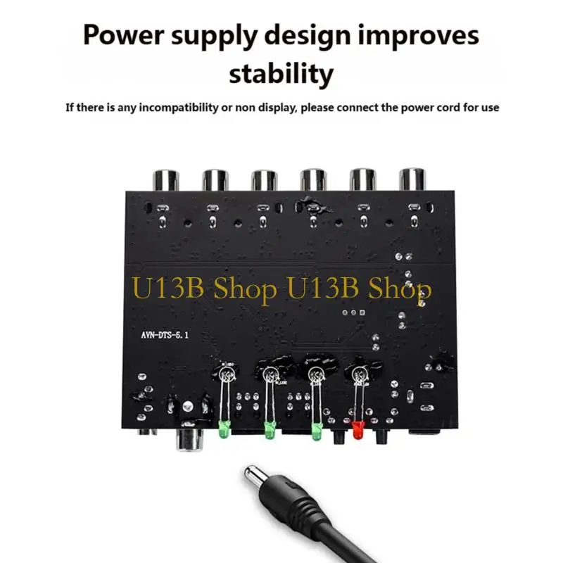 U13B Sound Format Converter Featuring Visual Coaxial & Stereo Inputs for 5.1 Output