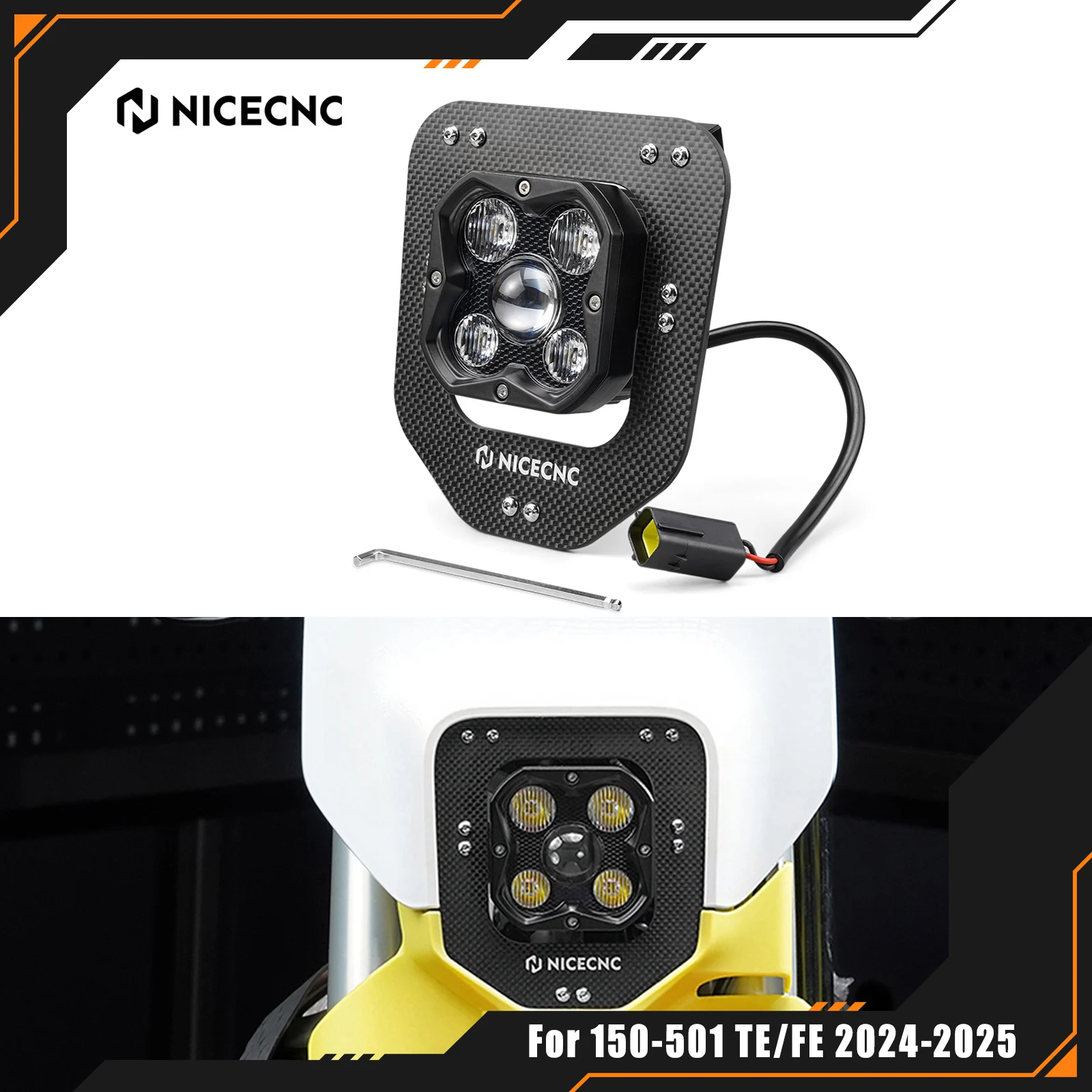 

NICECNC For Husqvarna TE 300 2024-2025 TE 250 TE 150 FE 250 FE 350 FE 450 FE 501 Motorcycle Adjustable LED Lamp Headlight Kit