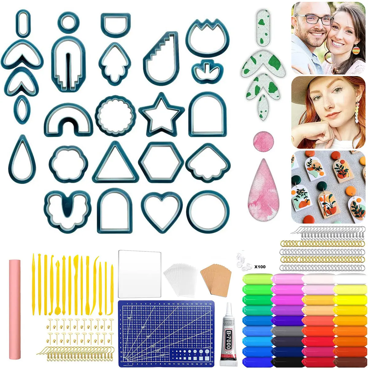 358Pcs Polymer Clay Cutters Earring Making Supplies Crafts Clay Jewelry Cutting Tools for DIY Soft Pottery Earrings Ceramic