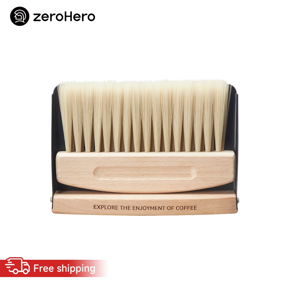 zeroHero Espresso Brush Set Black Beechwood PET Bristles for Home Barista Kitchen Coffee Grinder Portafilter Cleaning Kit Pro Xx