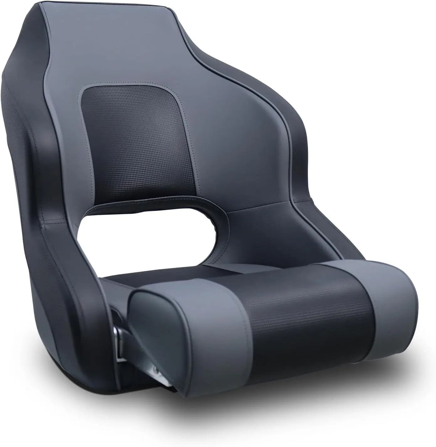 Boat Seat With Flip Up Bolster, Premium Boat Chair With Aluminum Hinges, High-Density Foam Padding, UV Resistant