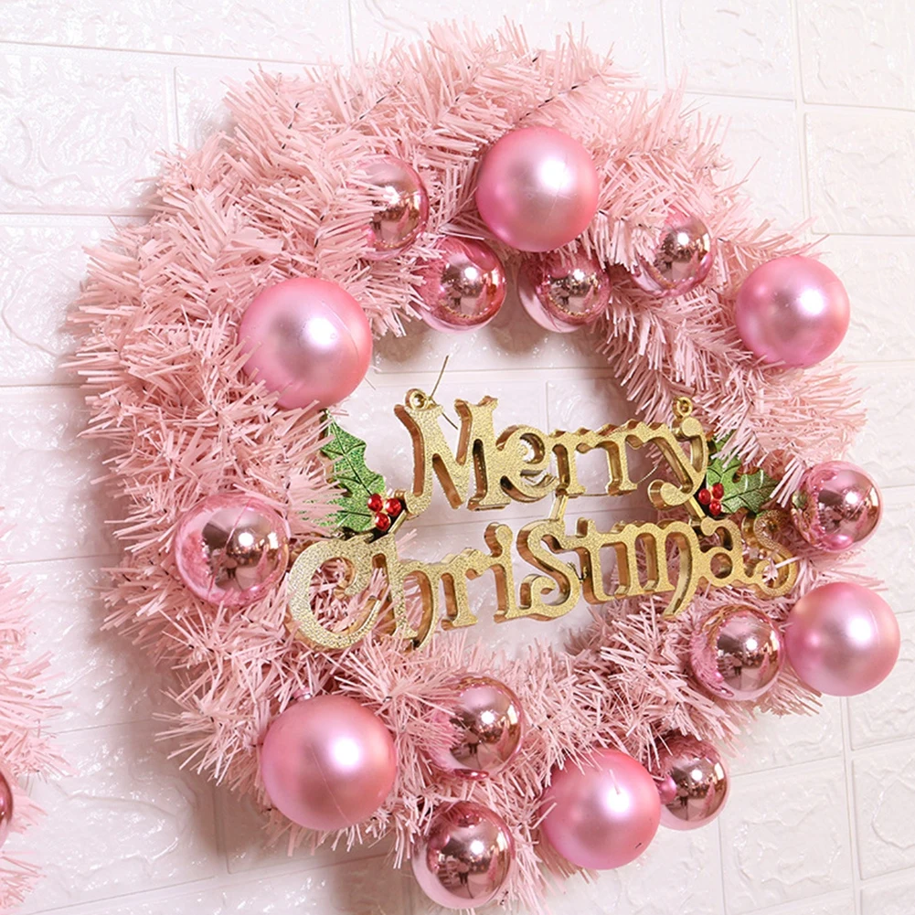 30CM Pink Color Christmas Wreath Home Party Door Windows Wall Hanging Decor Merry Christmas Garlands New Year Navidad Pendants