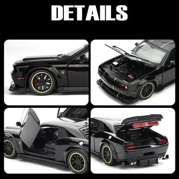 1:32 Dodge Challenger SRT Hellcat Redeye V8 Legering Metall Diecast Modell Amerikansk Muskelsportbil Samling Av Hobbydekorationer 12 best sales Hell cat car - №4