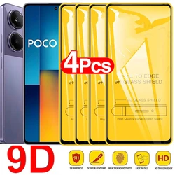 強化ガラススクリーンプロテクター,9dガラス,フルカバー,poco m6 pro,x6,neo,m5,m5s,poco x5,f5,f5,f3,m3,m4,x3,nfc,f4 gt、4個
