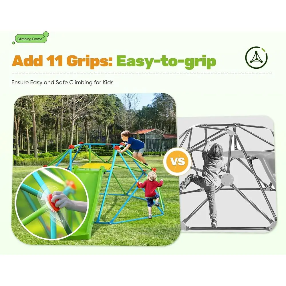 Klimkoepel met glijbaan, 8FT Jungle Gym Monkey Bar voor achtertuin Max. belasting 440Lbs, Outdoor klimrek Speelgoed voor peuter