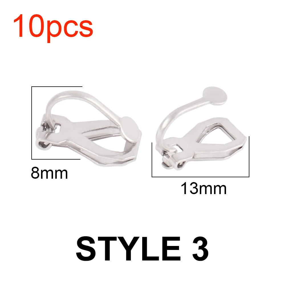 10Pcs Stainless Steel U Shape Screw Ear Clip Settings for DIY