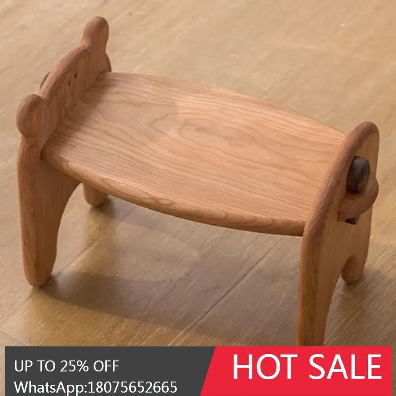 MJY North American Cherry Wood Solid Wood Assembled Bath Stool Creative Chair Low Stool