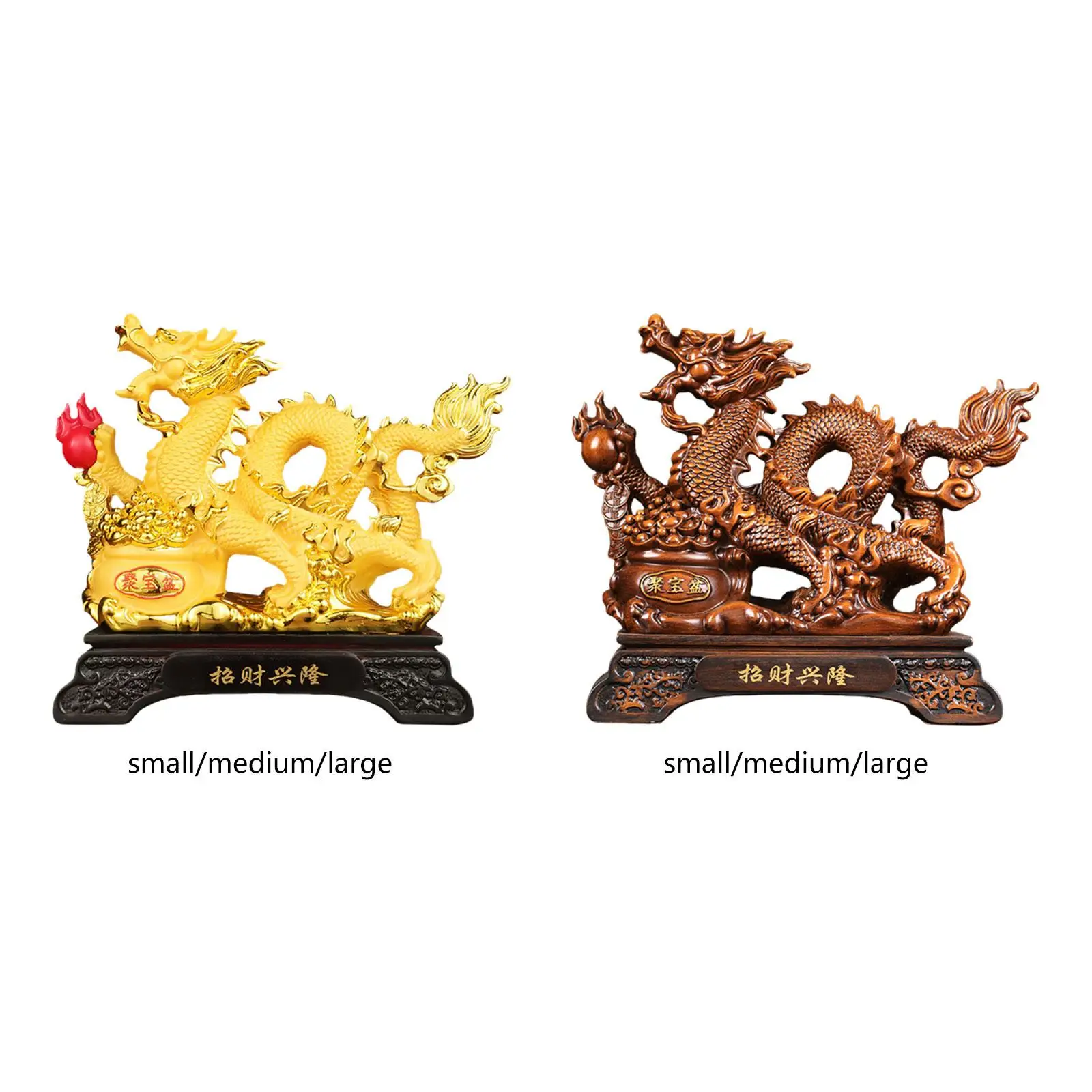 

Chinese Dragon Sculpture Crafts Collectible Chinese Fengshui Statue for Spring Festivals Bookshelf Bedroom Living Room Office