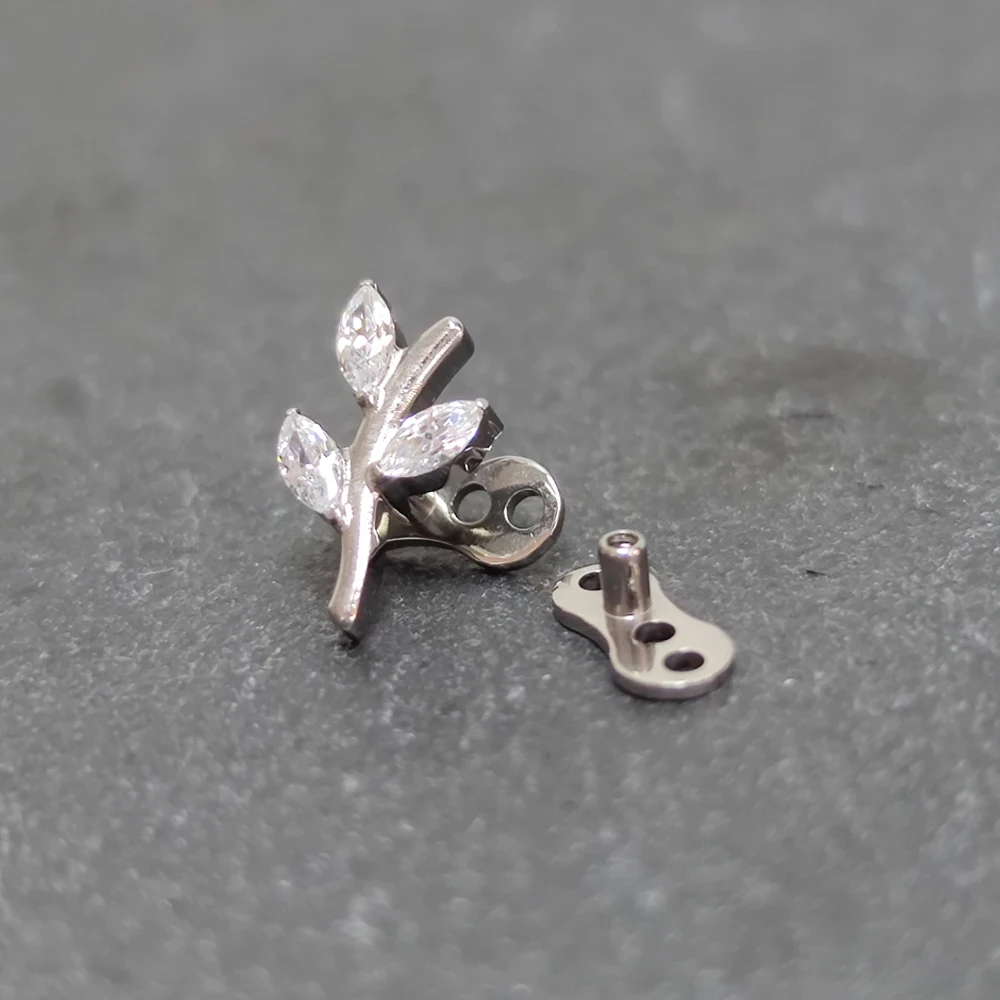 G23 Titanium Zircon Micro Dermal Anchor Piercing Tiny Dermal Anchor Flower Surface Piercings Skin Diver Body Jewelry