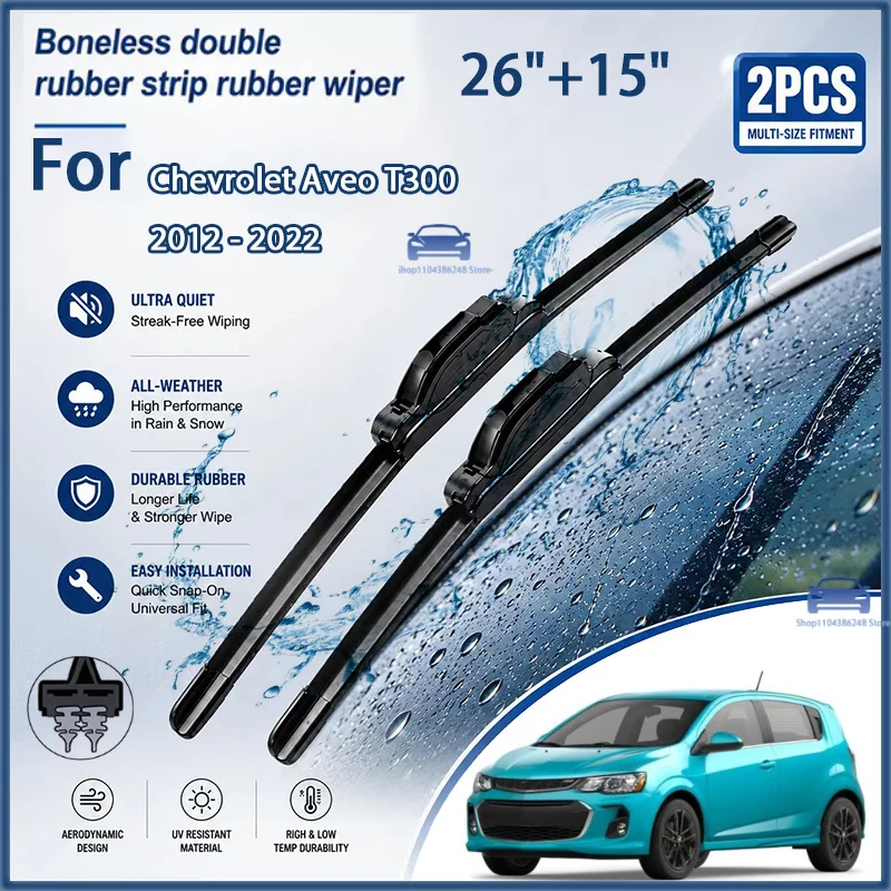 

Front Wiper Blades for Chevrolet Aveo T300 2012 - 2022 Windshield Windscreen Window Car Rain Brushes 26"+15" Modification Parts