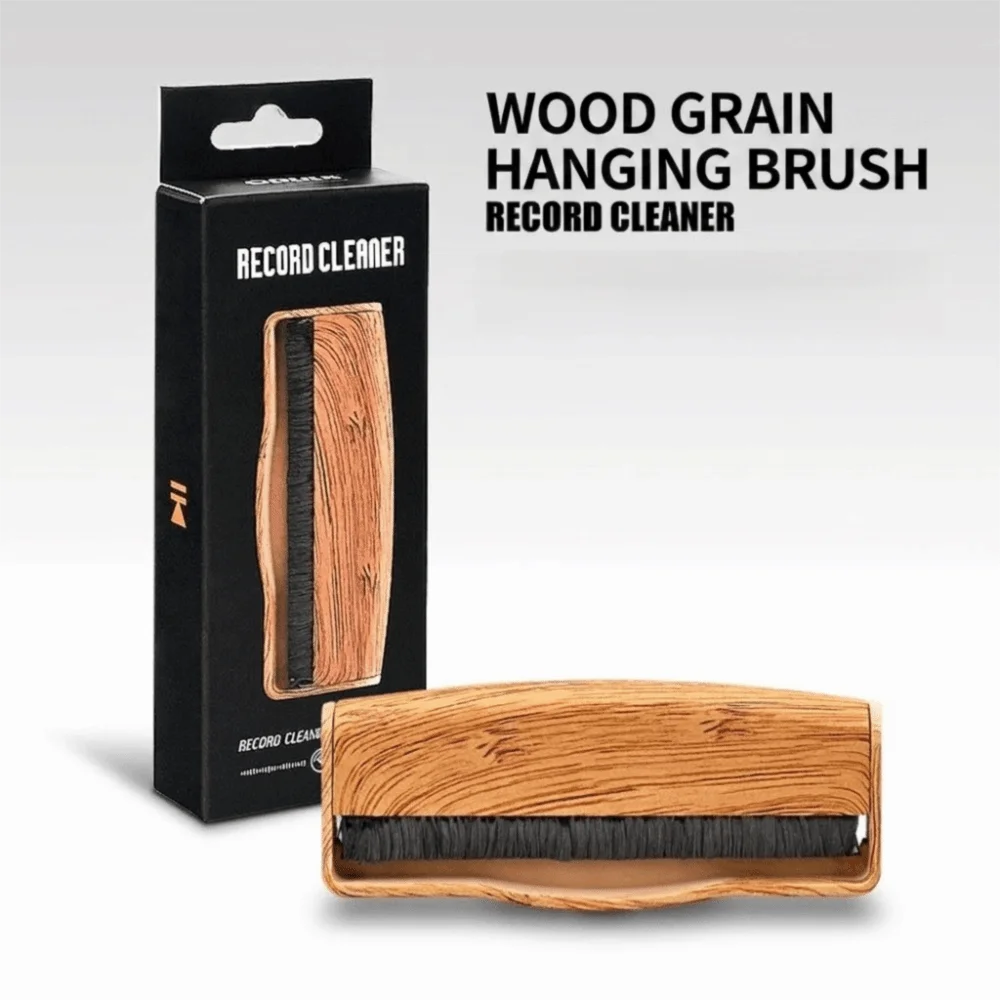 Anti Static Vinyl Record Cleaning Brush Lightweight Carbon Fiber Bristle Record Player Cleaning Brush Wooden Handle
