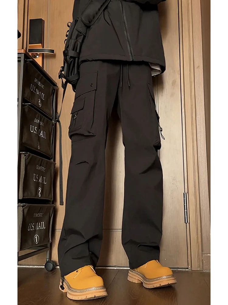 American Vibe Functional Sle Men's Cargo Pants Multiple kets Loose Straight Casual Trousers Wooutting Faion Brand