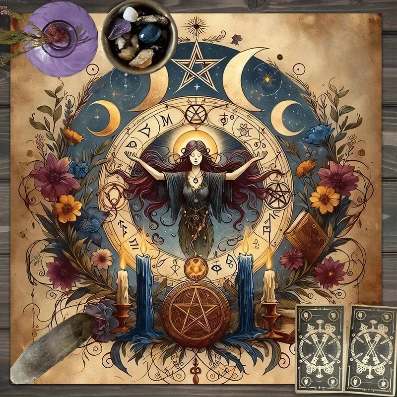 Witch Ritual Tablecloth Pentagram Array Vienna Rune Altar Magic Party Esoteric Decor Vintage Fantasy Tablecloth