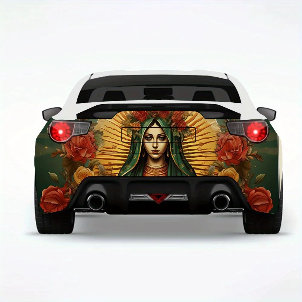 

Virgin of Guadalupe with Floral Accents car sticker-Vinyl Decal for Car Rear, Waterproof Self-Adhesive Vinyl Stickers for Vehicl