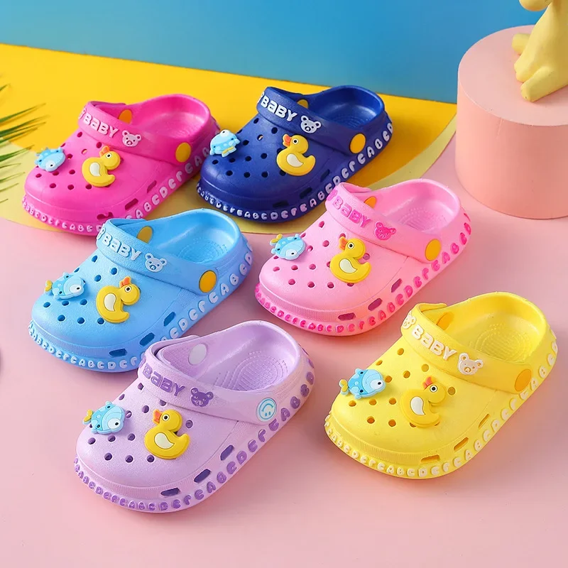 Summer Children Garden Clogs Shoes Boys Girls Beach Sandal Kids Lightweight Breathable Cute Cartoon Slip On Mules Baby Slippers