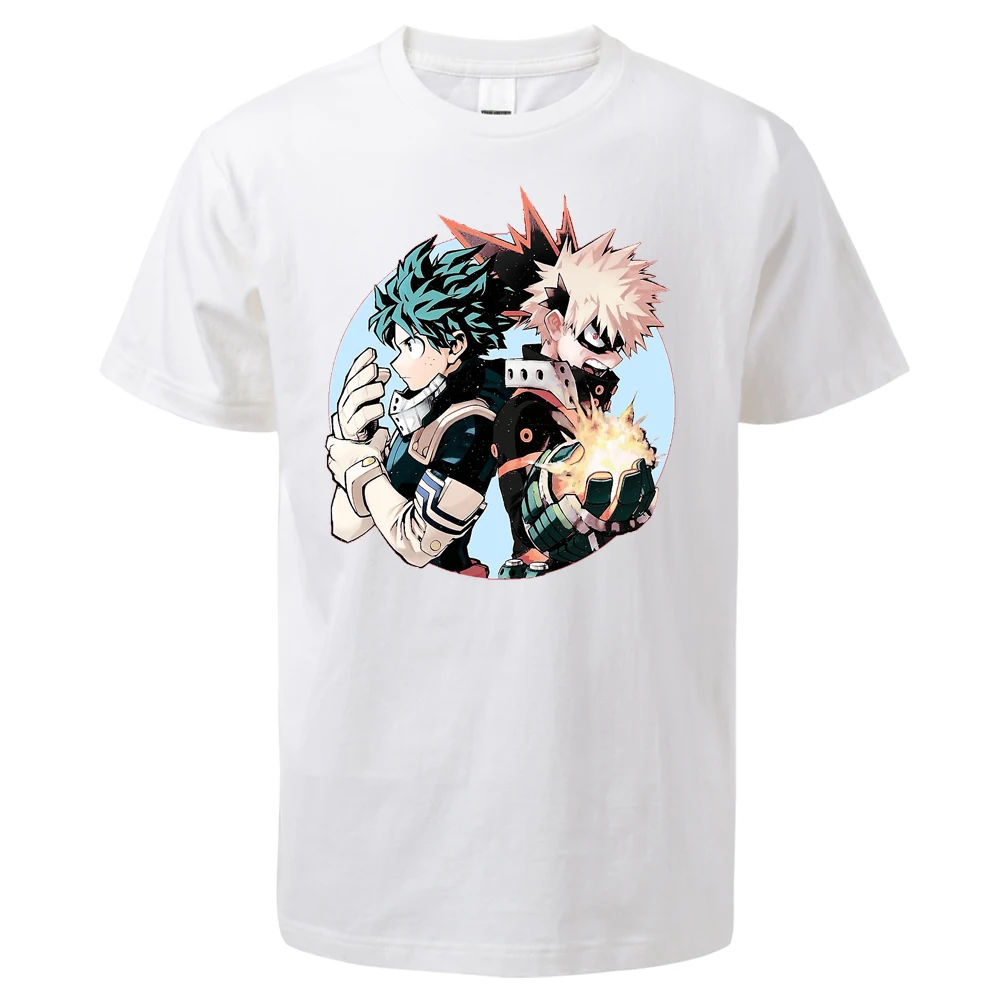 My Hero Academia Deku Bakugou Japan Anime Summer Man Hip Hop T-Shirts Cotton Tee Shirts Man Tee Tops Hip Hop Short Sleeved