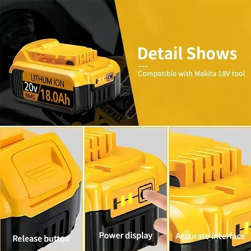 لبطارية ليثيوم أيون DEWALT 20V MAX 2-Pack وشاحن، 18.0 أمبير، مجموعة أدوات تشغيل البطارية (DCB205-2c) #5