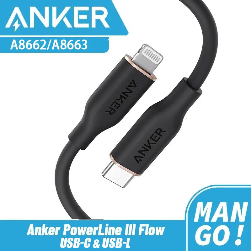 Anker USB Type C PowerLine III Flow 641 Skin Friendly MFi USB C to Lightning Charging Cable for iPhone 12 13 14 pro max