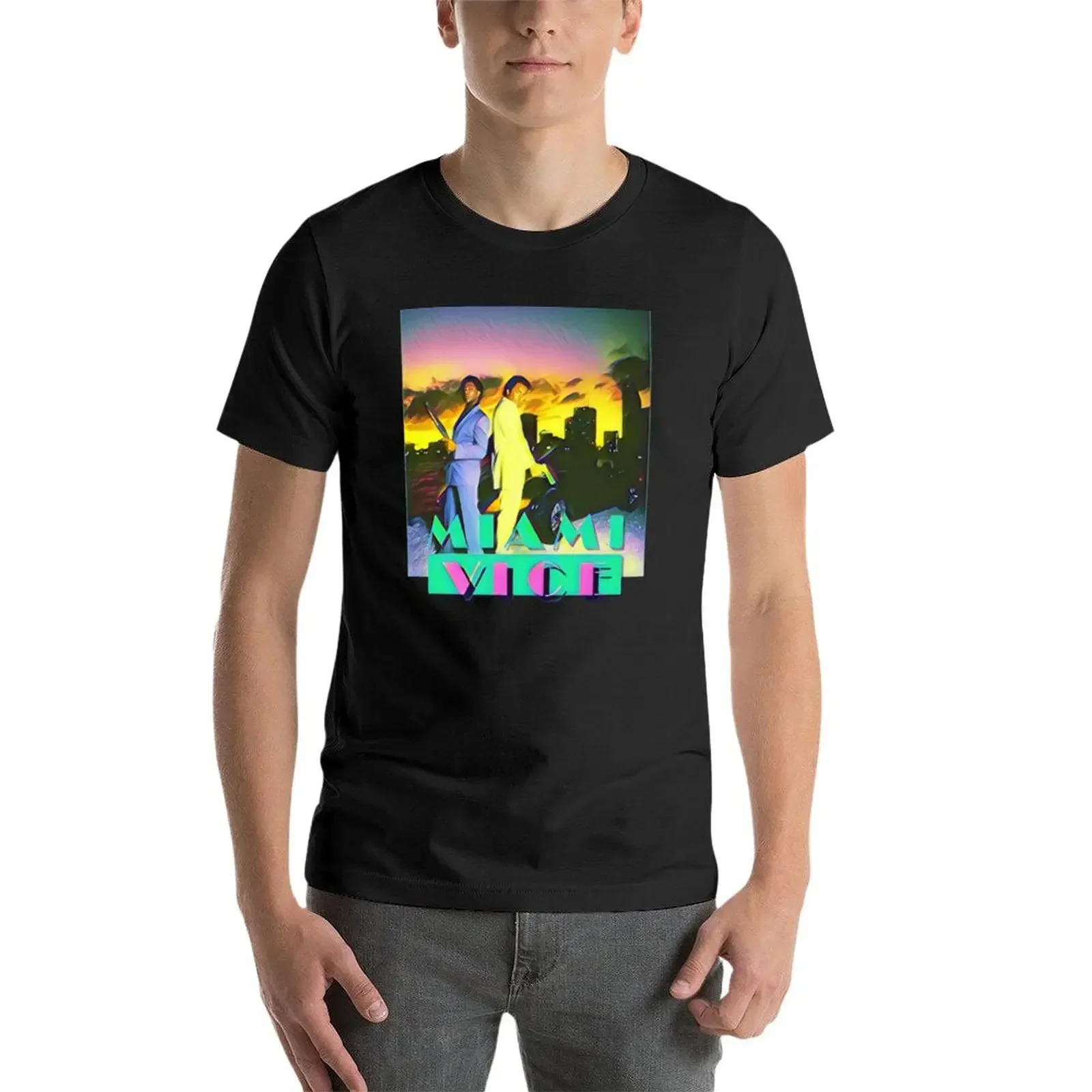 Miami vice graphic design T-Shirt hippie clothes plain vintage clothes oversized t shirts for men