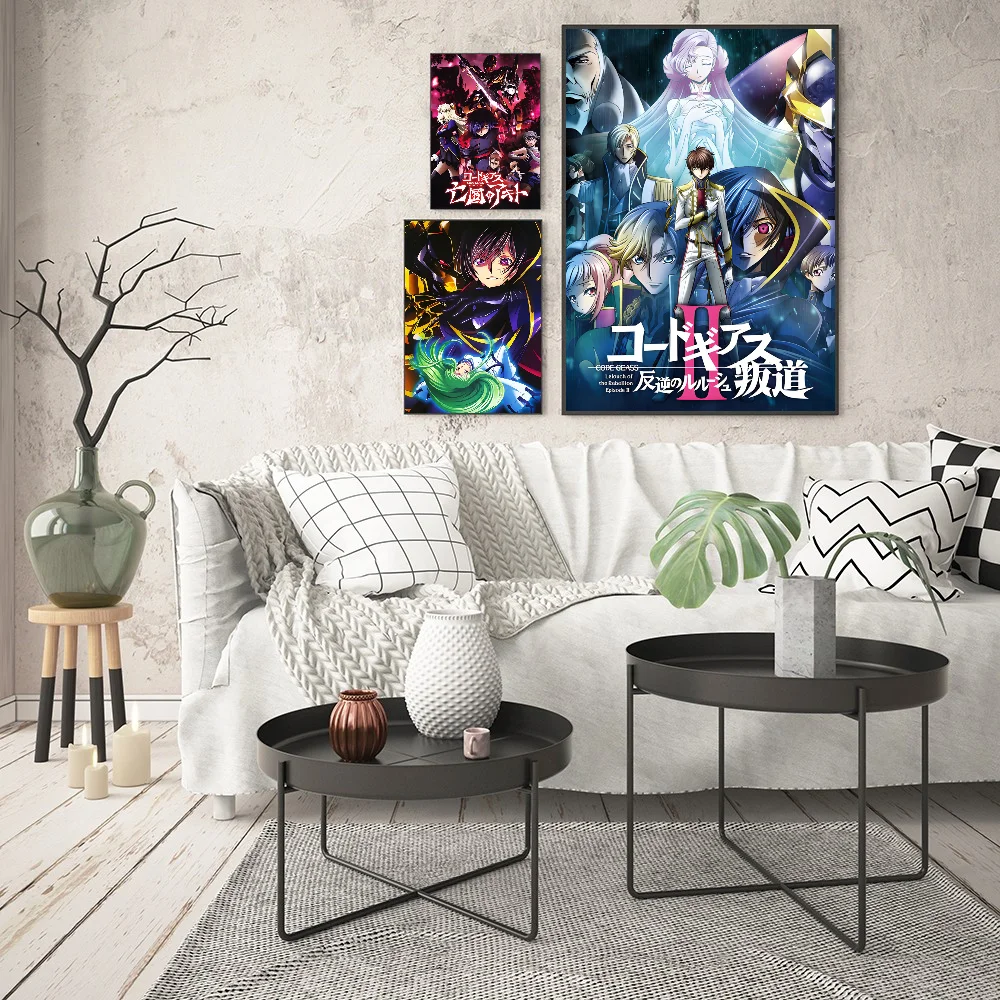 Code Geass Poster Japan Anime Self-adhesive Art Waterproof Paper Sticker Coffee House Bar Room Wall Decor