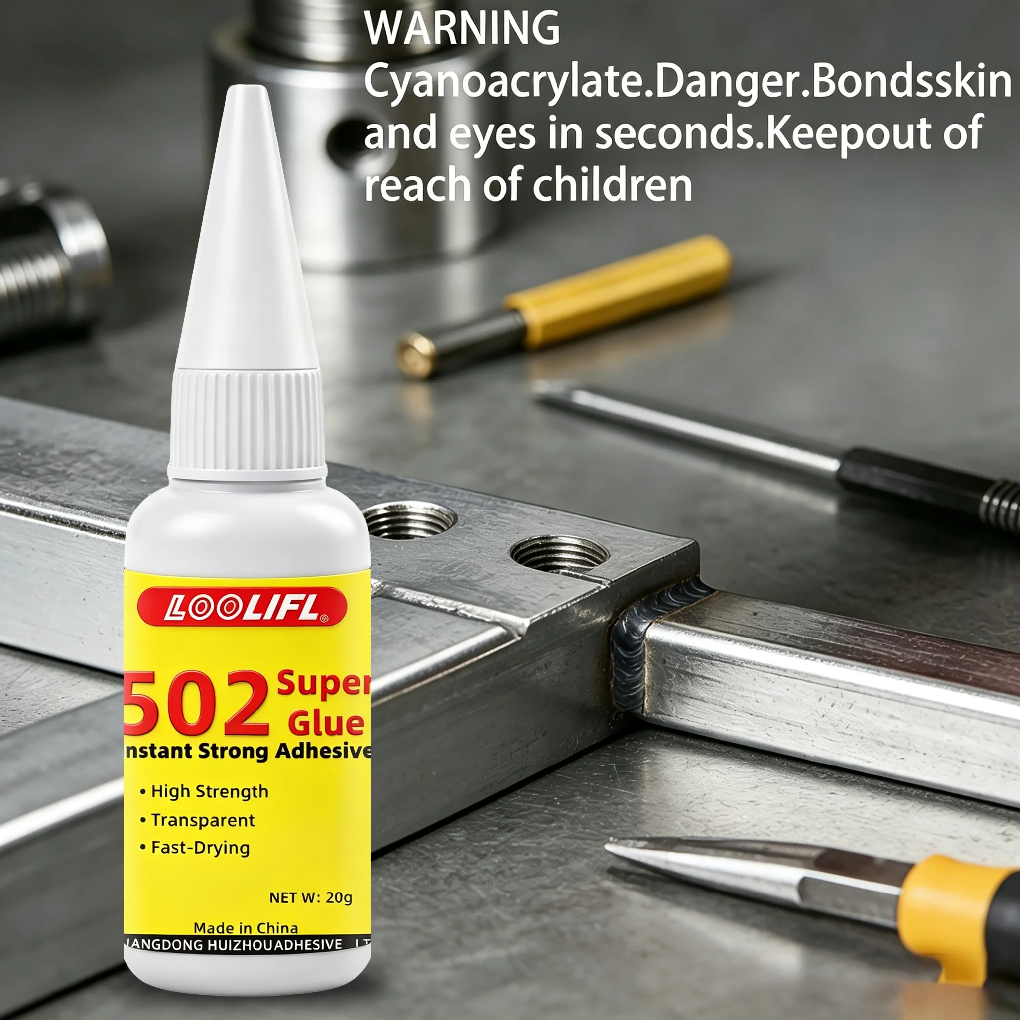 Loolifl-20Ml/502 Strong Instant Adhesive, Oil-Based Adhesive for High-Strength Welding, Universal Strong Instant Adhesive, Suitable for Resin, Ceramics, Metal, Glass, Wood, Leather, Crafts, Super Adhesive