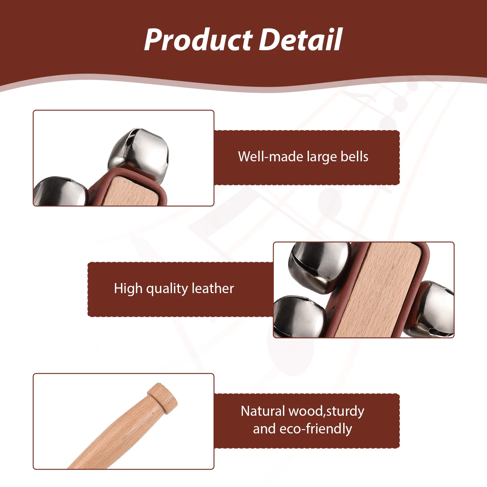 أجراس جلجل يدوية لحفلات الكريسماس ، هزاز خشبي ، أداة قرع موسيقية ، عصا مزلقة #3