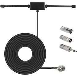 Rádio FM Adhesive Montagem Dipole Antena, TV tomada fêmea, plugue macho, conector de áudio para receptor estéreo, 3,5mm, 1 conjunto