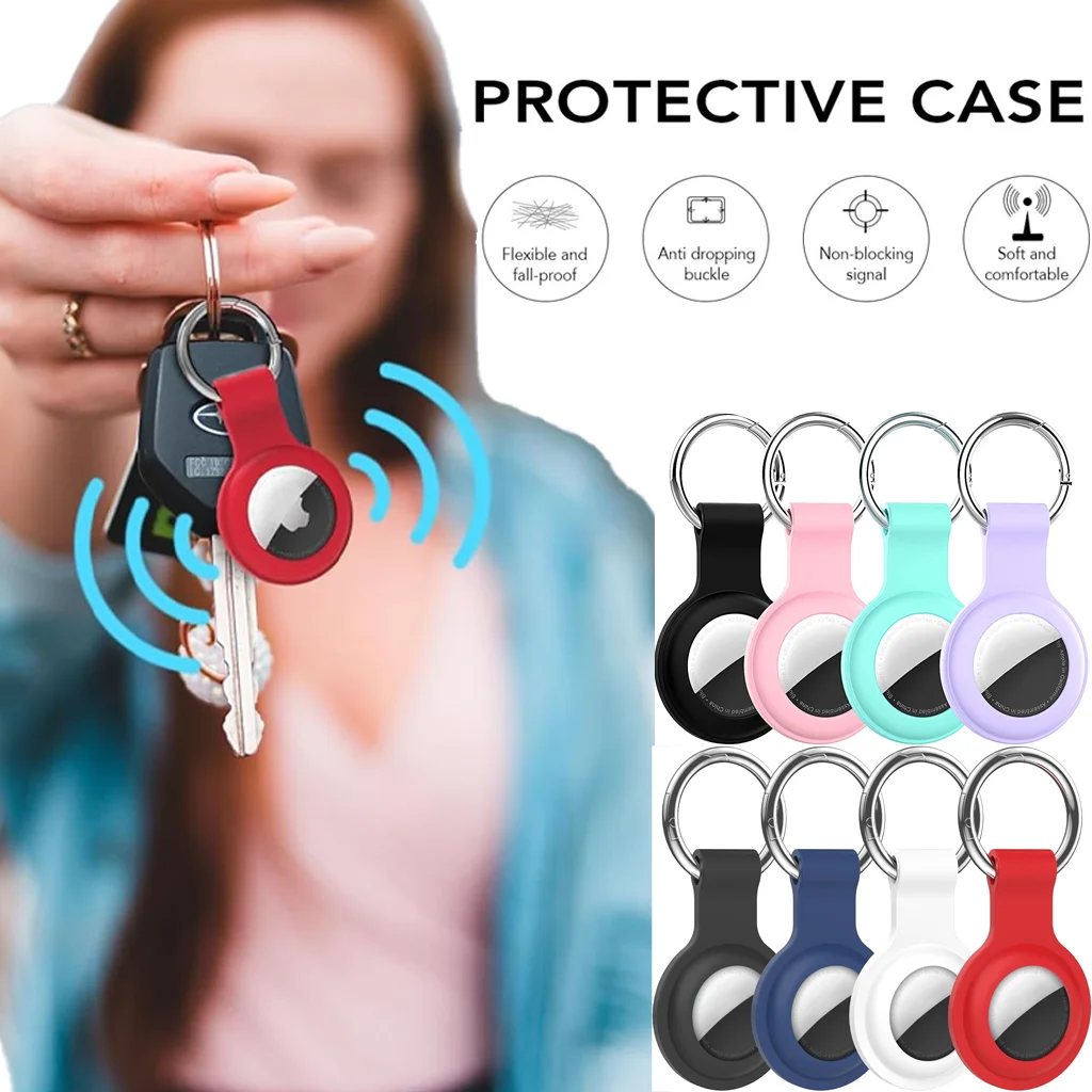 Compatible with AirTag Case Keychain Air Tag Holder Silicone AirTags Key Ring Cases Tags Chain Apple GPS Item Finders Accessorie