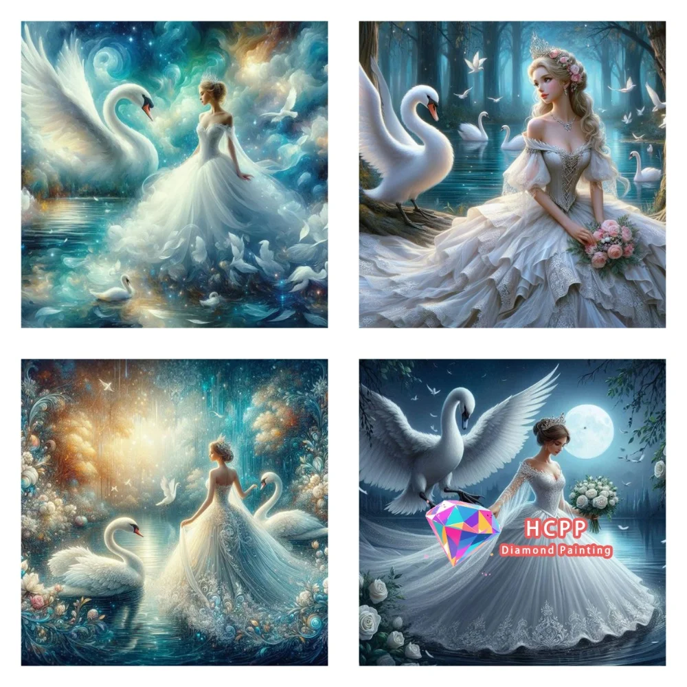 

Beauty Flower Swan Diamond Painting Kit Square Round Diamond 5D DIY Cross Embroidery Handmade Art Unique Gift Crafts Home Decor