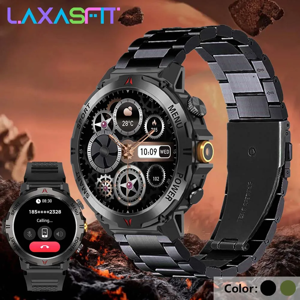 

LAXASFIT New 1.46"Bluetooth Talk Smartwatch Men's Outdoor Sports Fitness Heart Rate Health Monitoring Smartwatch for Android IOS