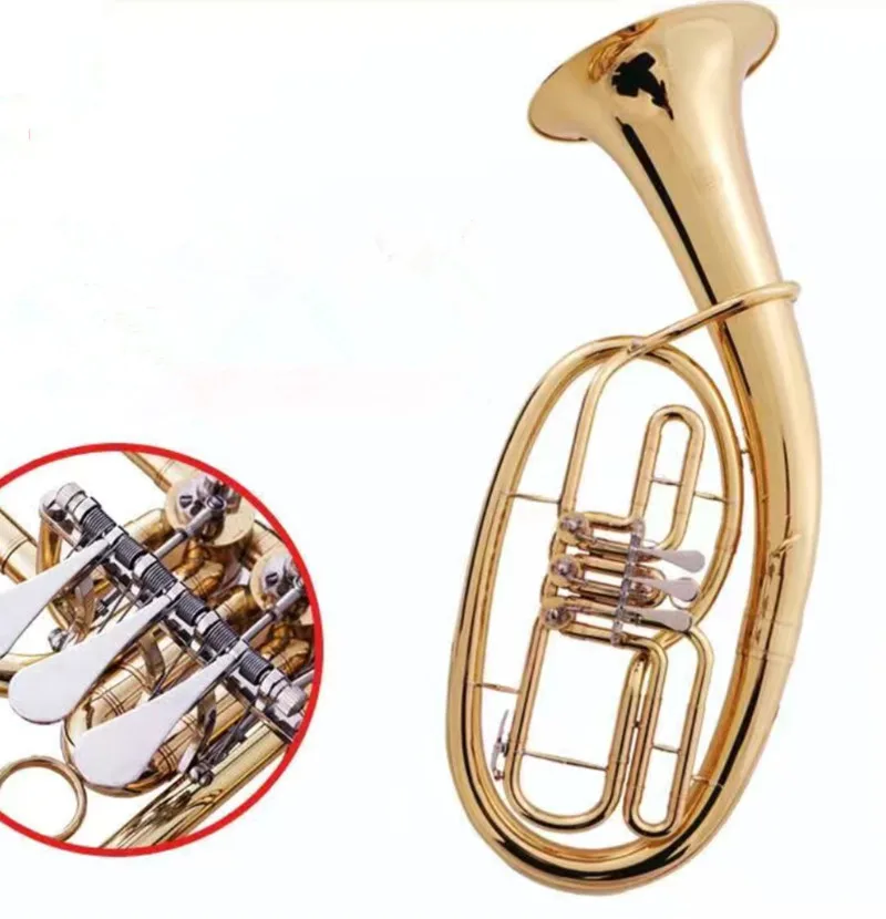 original Brass gold-plated 3 Key valve Tenor Horn Euphonium B-flat performance solo instrument trumpet horn Accessory Free Ship