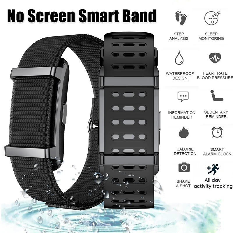 

Fashion Sports Band No Screen Smart Watch Heart Rate HRV Monitoring Bluetooth Smart Bracelet Step Count Calories Fitness Tracker