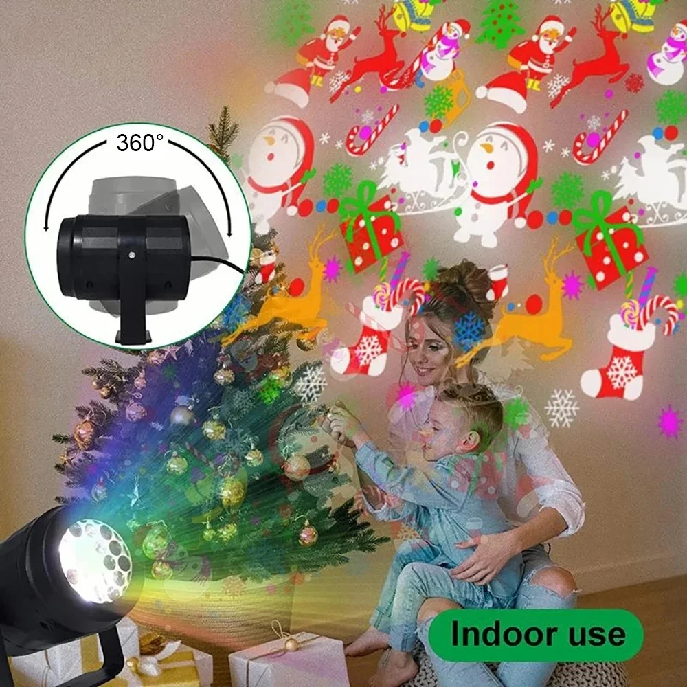 2024 Christmas Projector 1PCS LED Fairy Lights Indoor 16 Pattern Dynamic Projection Night Lamp for Bedroom Room Party Decor Xmas