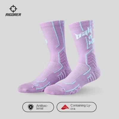 RIGORER Men Women High Top Socks Professional Training Anti Slip Outdoor Sports Socks Towel Socks Basketball Socks Soccer Socks