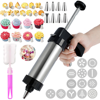 Cookie Maker Press Kit Stainless Steel Biscuit Extruder Press Cookie Gun Kit Reusable Kitchen Baking Tool for Cookie Making