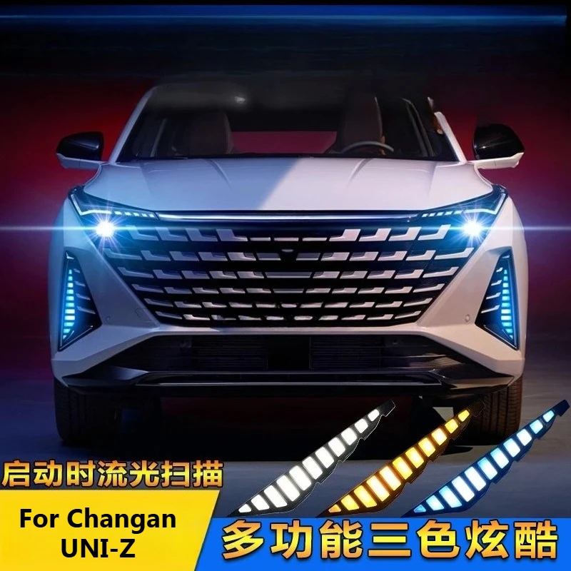 DRL For Changan UNIZ UNI-Z 2024 2025 Car Led Daytime Running Light Dymanic Turn Signal Front Fog Lamp Modification Auto Daylight