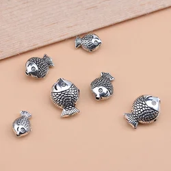 S925 Sterling Silver Thai Silver Jewelry Accessories Pair of Retro Small Fish Bead Septa Beads Handmade Beading Material Accesso