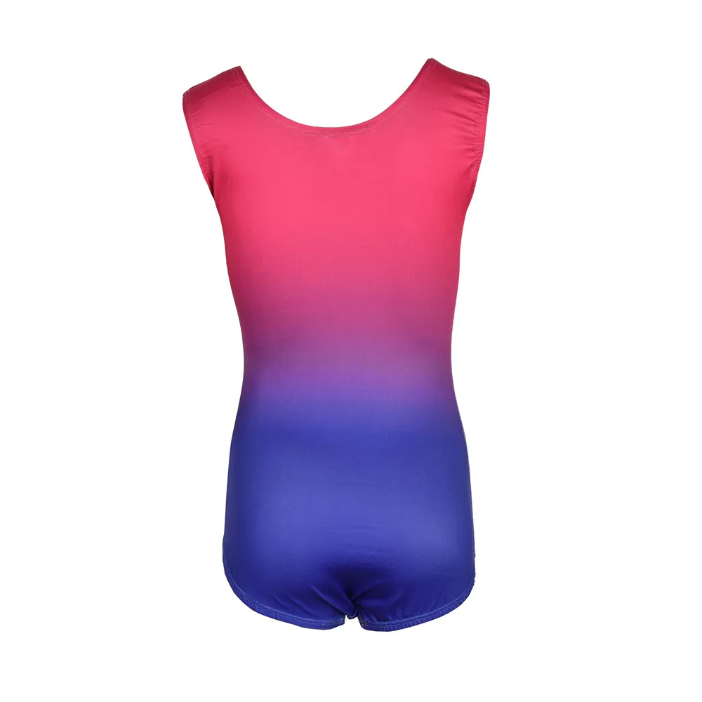 Hot Sale Nieuwe Komende Hoge Kwaliteit Spandex Kids Meisjes Kinderen Gradiënt Korte Mouw Ritmische Gymnastiek Dragen Maillots