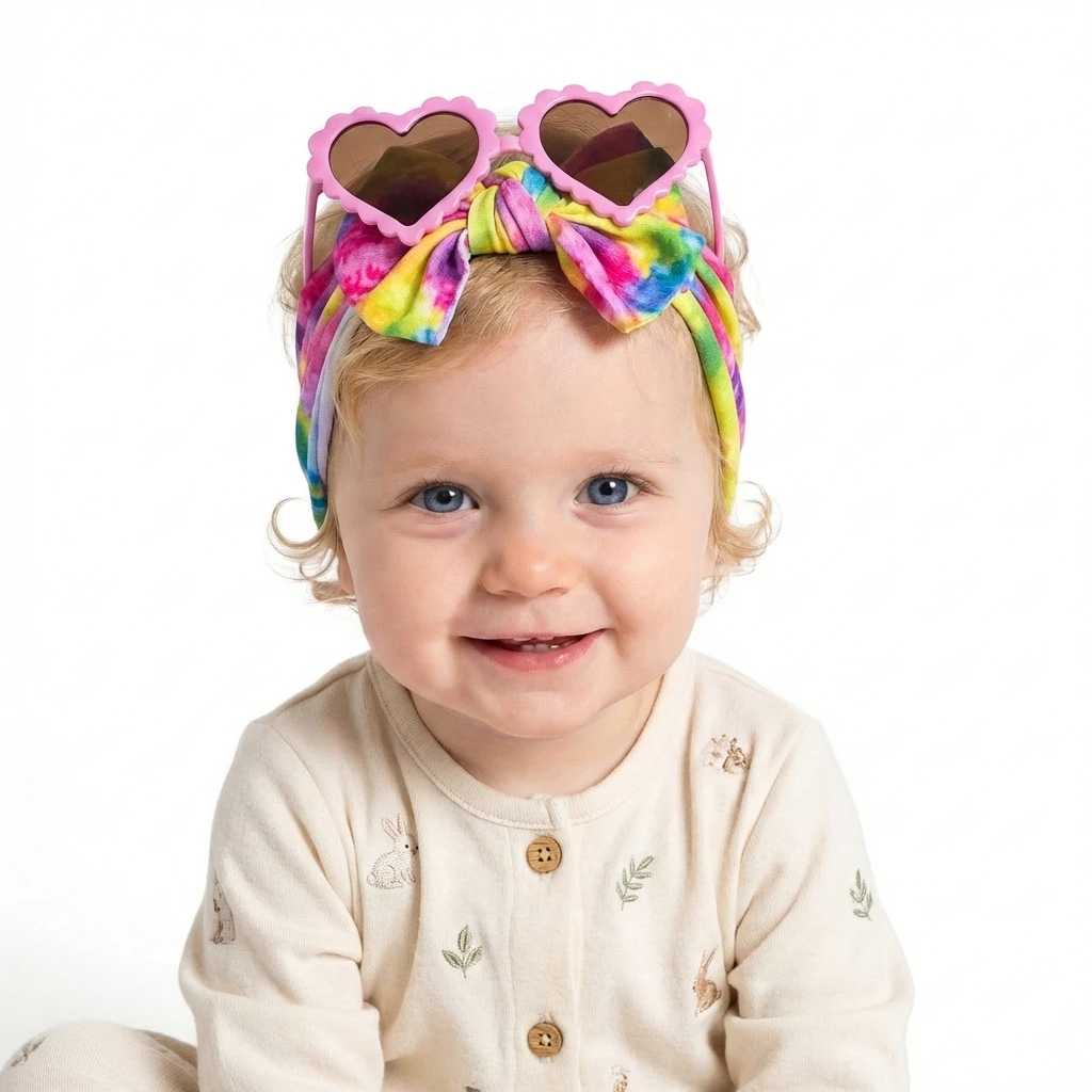 New Baby Headband and Sunglasses Set, Infant Headband with S