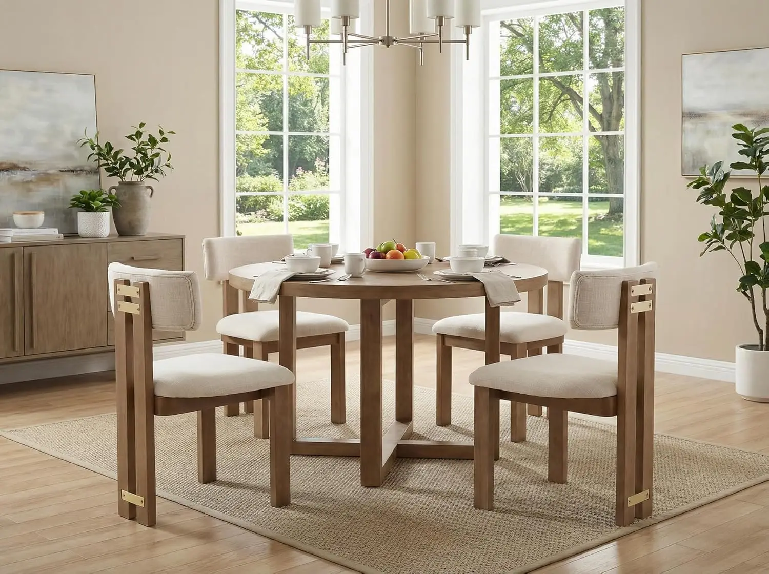 

Современные обеденные стулья в стиле фермерского дома, комплект из 4 штук, с обивкой из льняной ткани, с каркасом из натурального дерева, на заказ