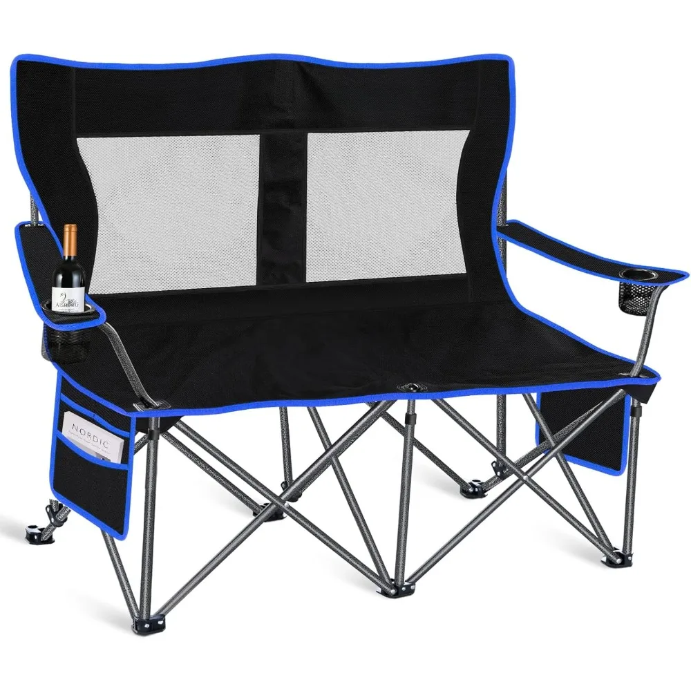 Camping Chairs Oversized  Portable Lawn Chair Double Camping Chair Heavy Duty Folding Chair Big Side Organizer Pockets