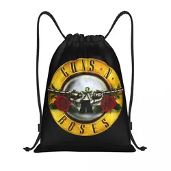 Guns N Roses-mochila con cordón y Logo de bala para hombre y mujer, saco deportivo portátil para gimnasio, bolsa de entrenamiento con banda de Rock dura