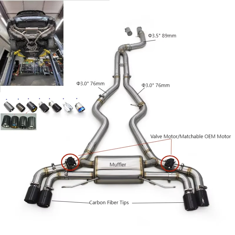 

OEM SS304 выхлопная система Catback из нержавеющей стали для BMW M340 M340i M440 M440I G20 G22 3,0T 2016-2025, глушитель, выхлопная труба