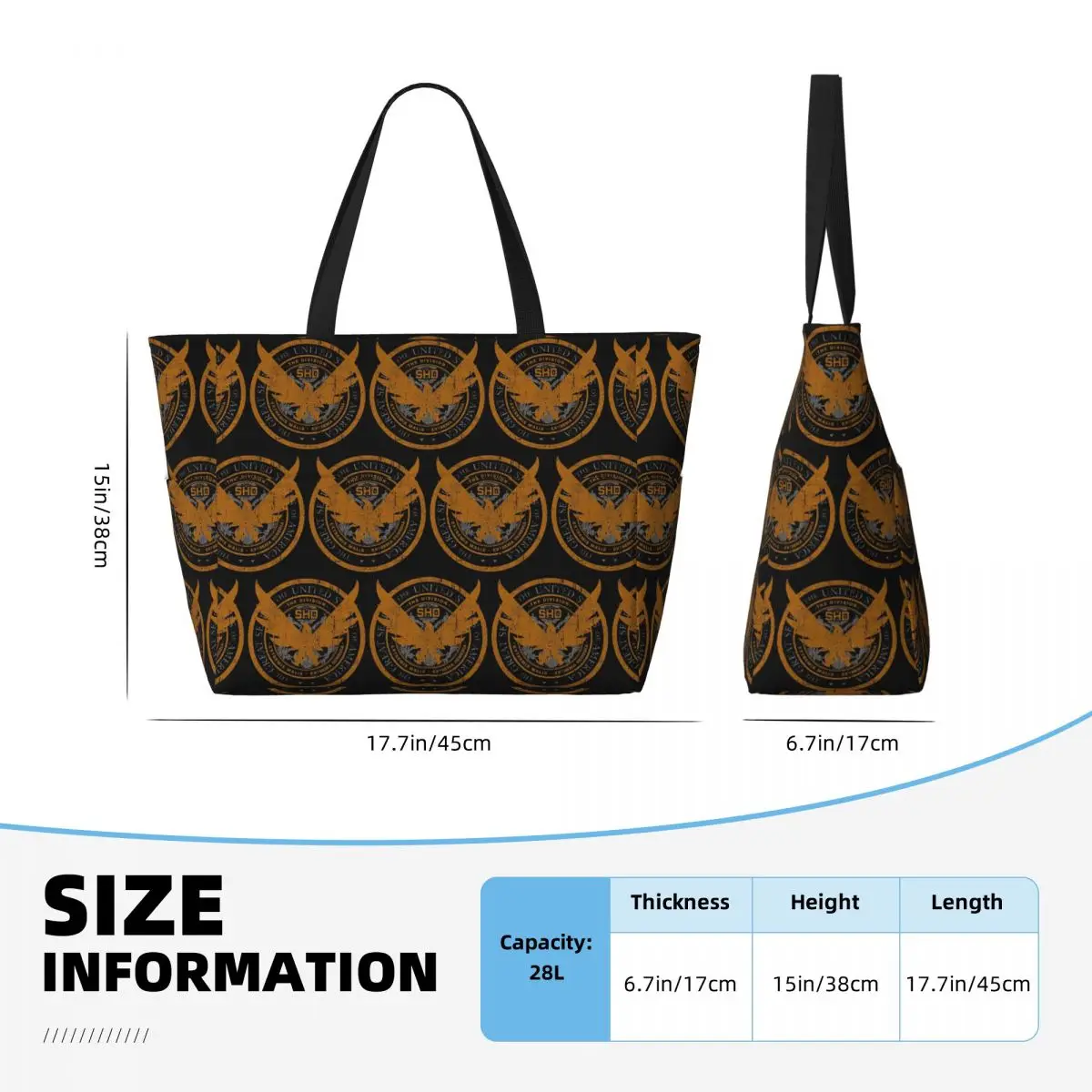 Game Tom Clancys The Division SHD Seal Beach Tote Bag Sport Gym Yoga Duffle Large Tote Bag Women Travel Bag Fitness bag view 4