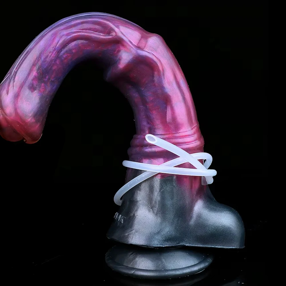YOCY Long Squirting Fantasy Horse Dildo Colorful Purple Animal Ejaculating Silicone Penis Fetish Anal Sex Toys For Women Men view 3