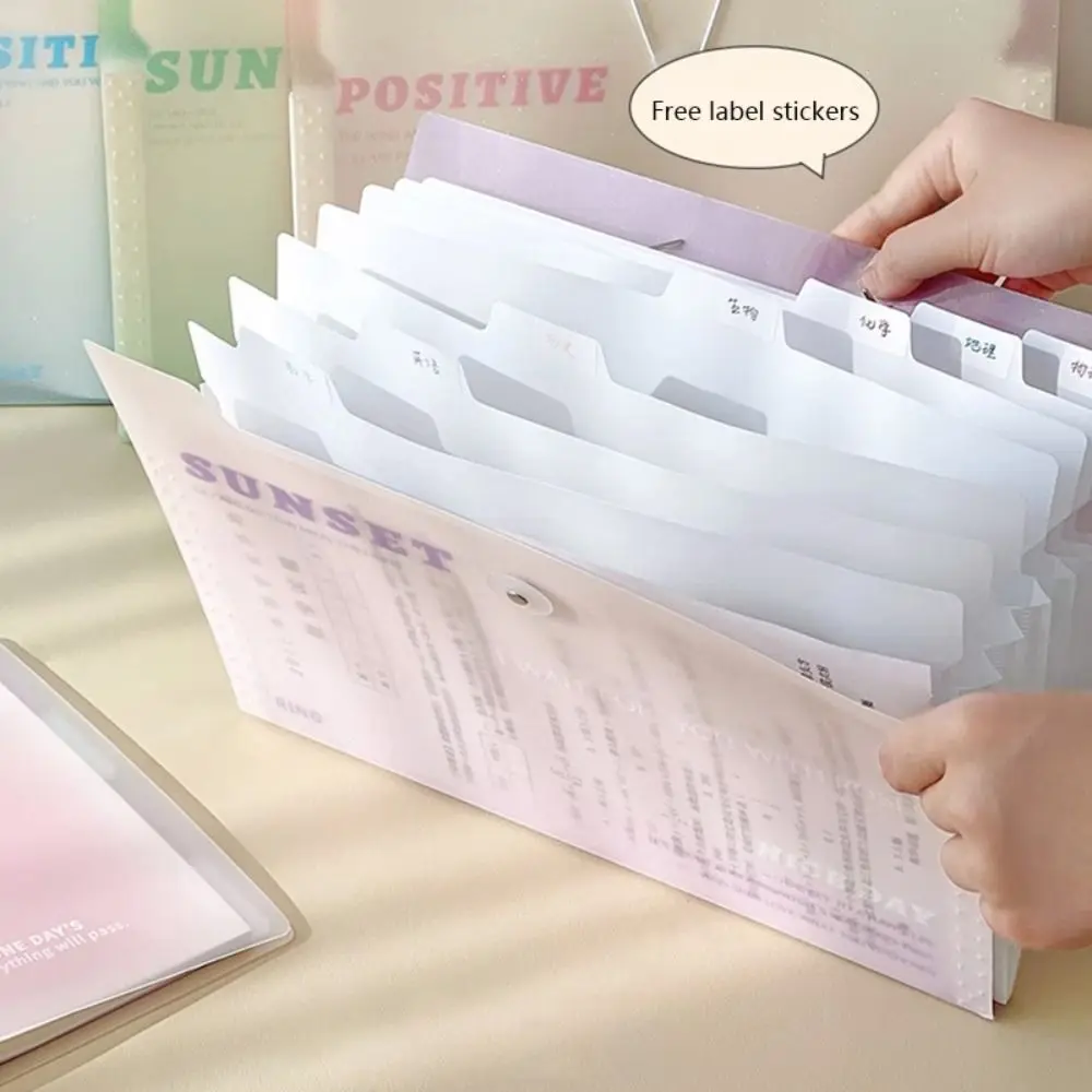 Thickened A4 File Folder Simple Waterproof 8 Pockets A4 Paper Storage Bag PP Large Capacity File Organizer School Office