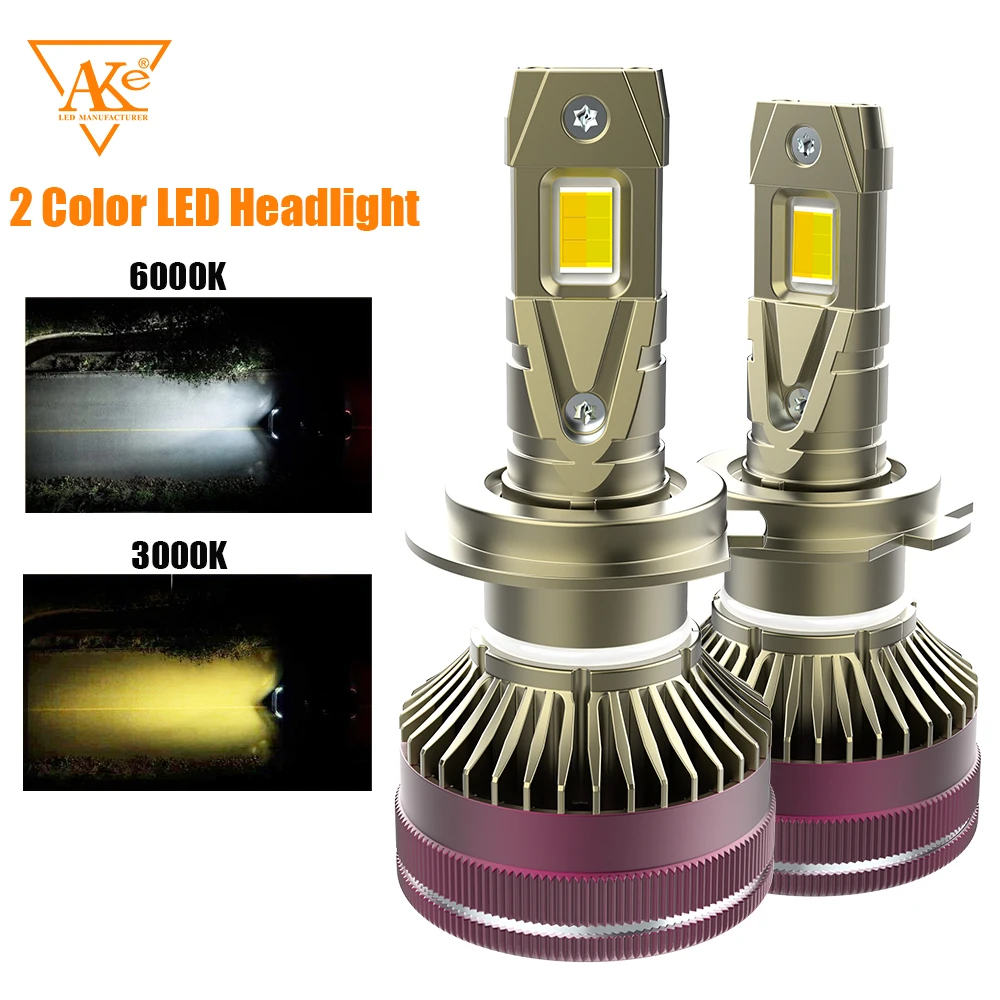 

2 Colors H7 Car Headlight Bulbs H4 Mini Turbo Headlight H11 H8 H9 H3 H1 9005 HB3 9006 HB4 9012 880 H27 LED Car Light 3000K 6000K