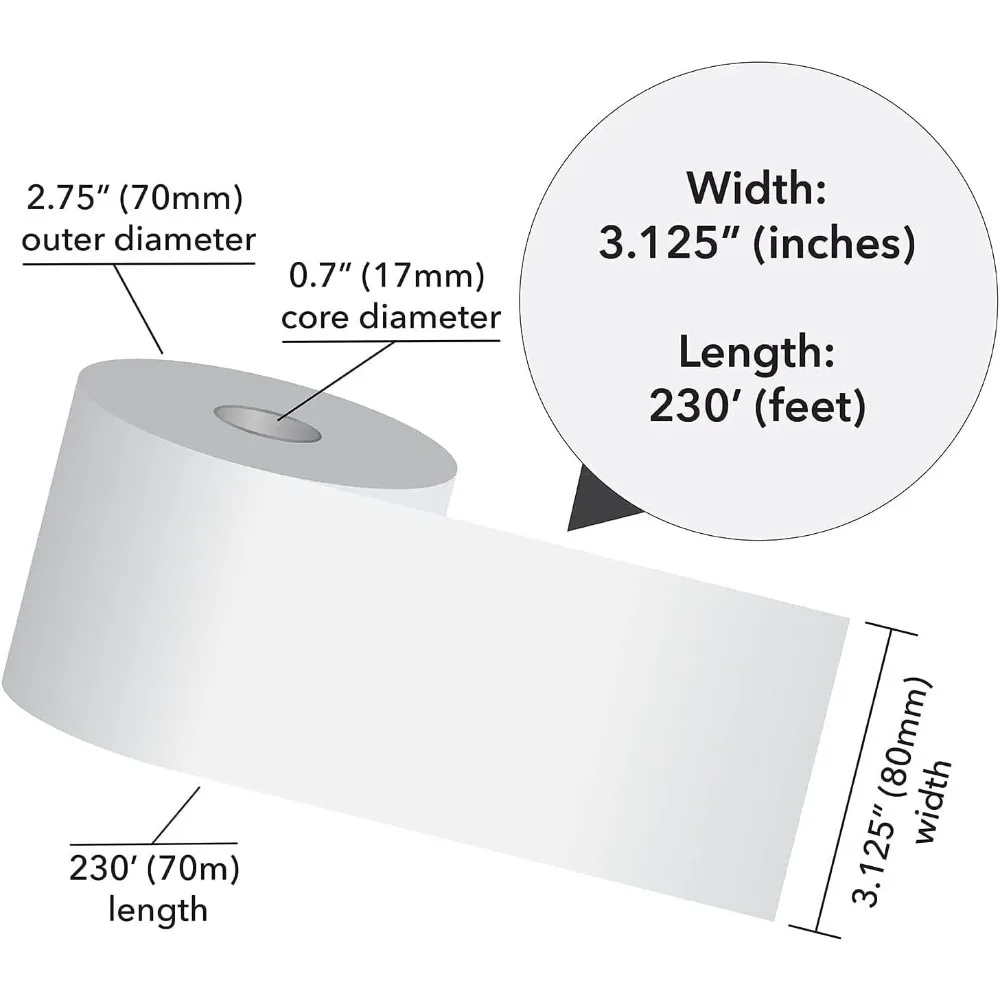 3" x 165ft cash register paper rolls, 50 rolls/carton