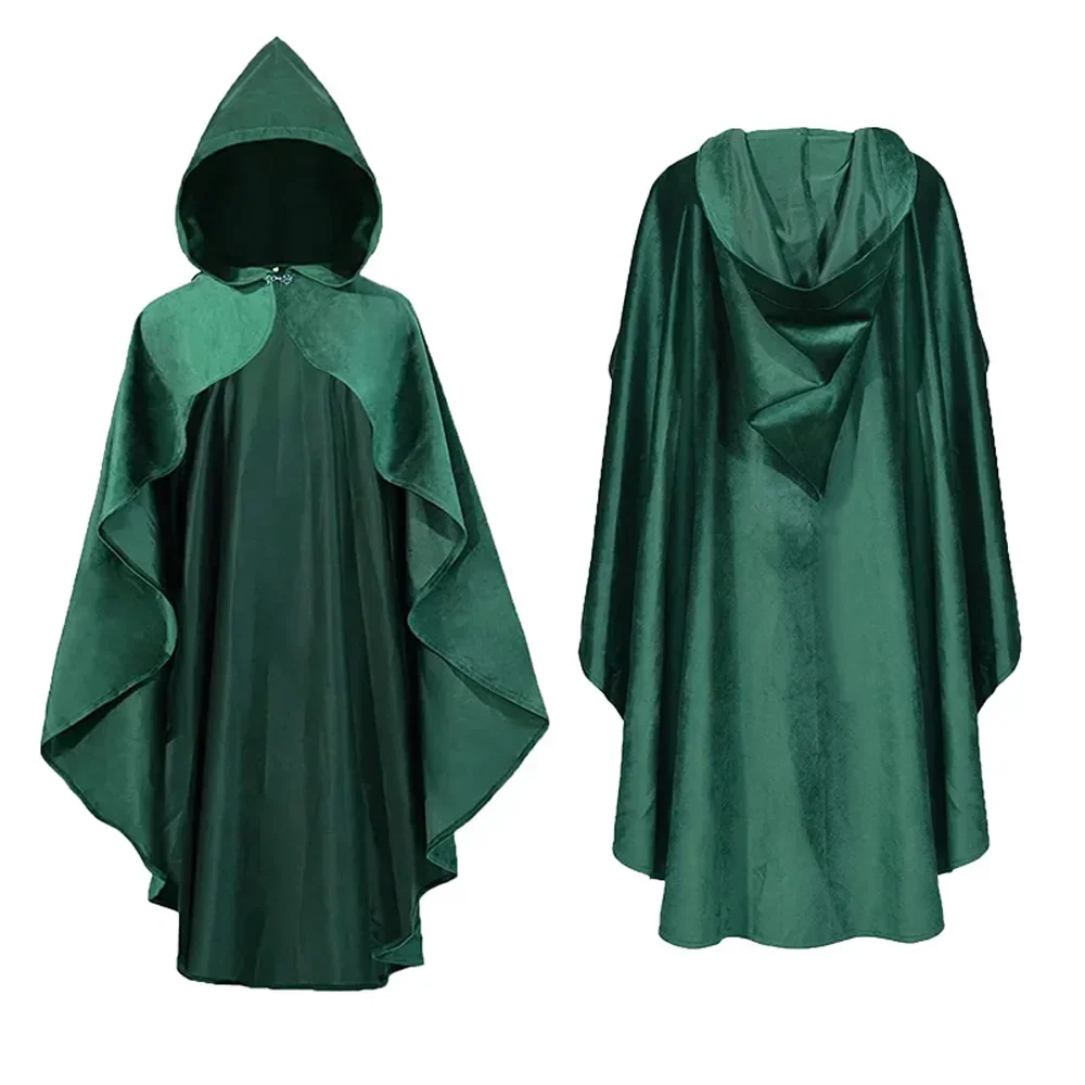 Witch Cloak Medieval Retro Steampunk Hooded Long Cape Poncho Renaissance Vintage Punk Gothic Robe Middle Ages Performance
